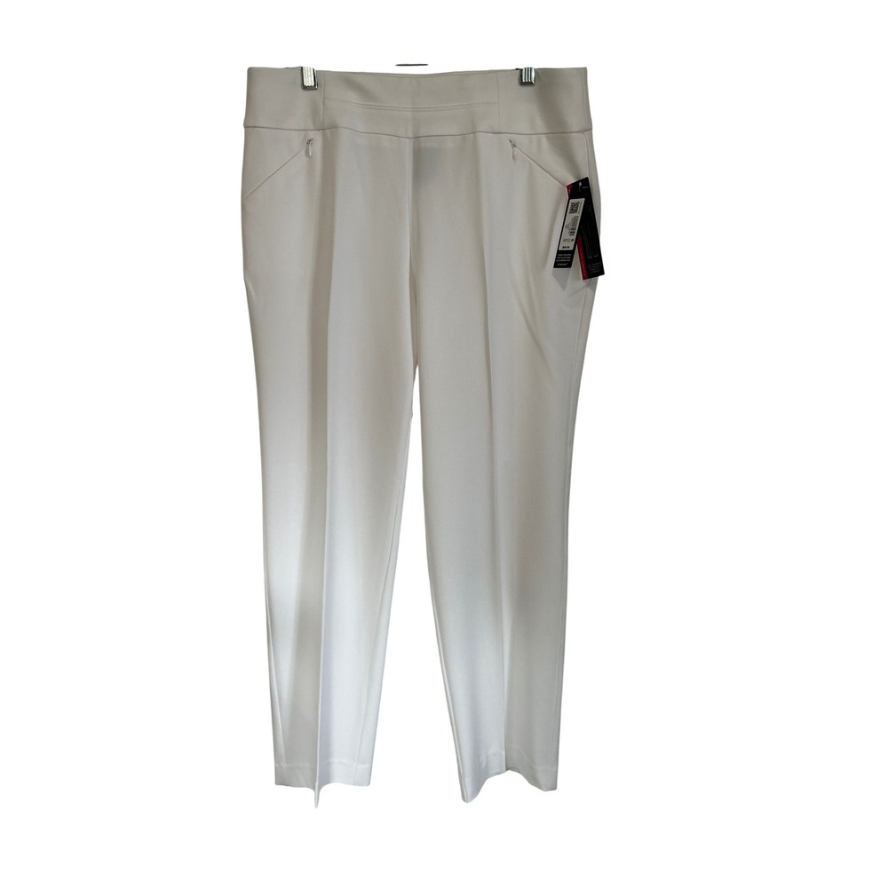 Investments The Park Ave Fit White Straight Leg Pull On Pants Womens 10S NWT
